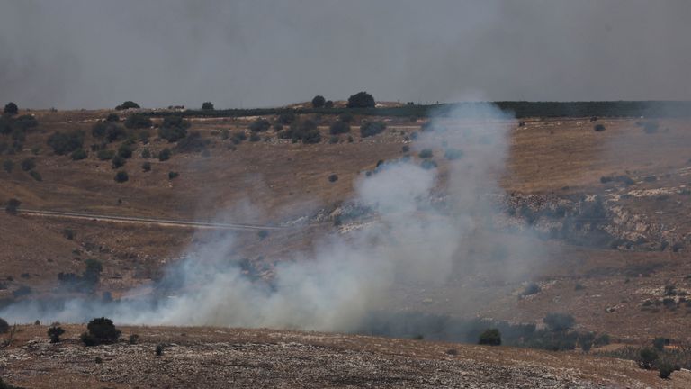 Smoke rises above northern Israel, after Hezbollah claimed it launched more than 200 rockets targeting Israeli military positions in northern Israel July 4, 2024. REUTERS/Ronen Zvulun