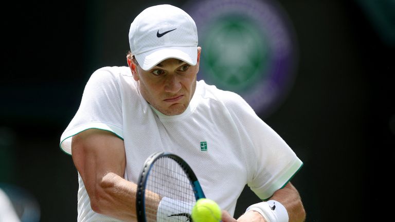 Jack Draper on court at Wimbledon. Pic: Reuters