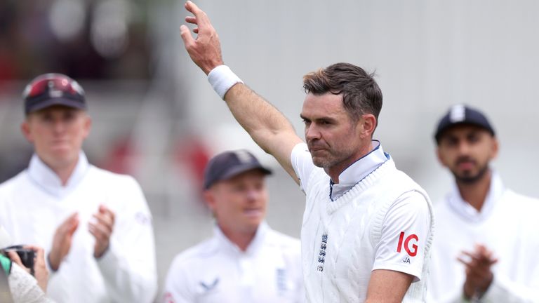 James Anderson's international career ends with England victory at Lord's against West Indies | UK News | Sky News