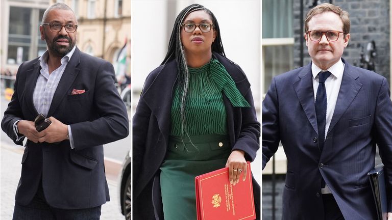 James Cleverly, Kemi Badenoch and Tom Tugendhat.
Pic: Reuters/PA