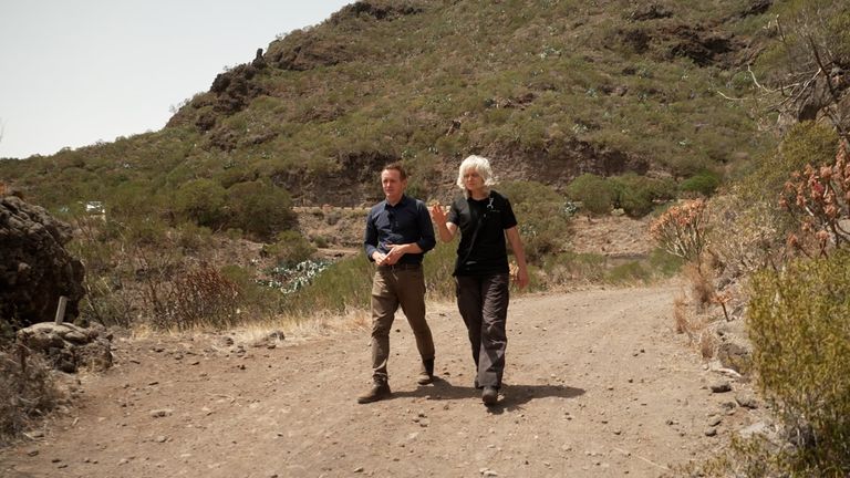 Sky News' Tom Parmenter walks with Esther van Neerbos