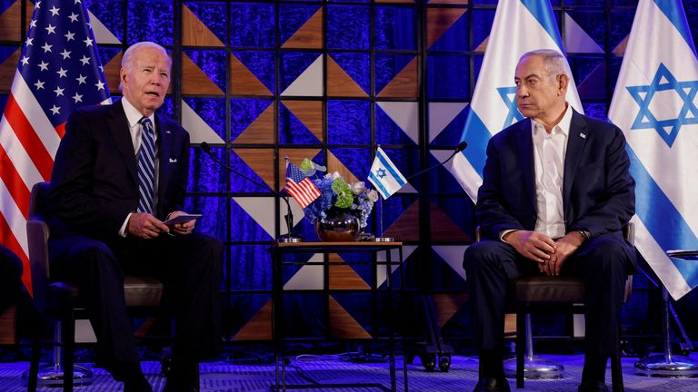 US President Joe Biden meets with Benjamin Netanyahu in Israel in October last year. Pic: Reuters