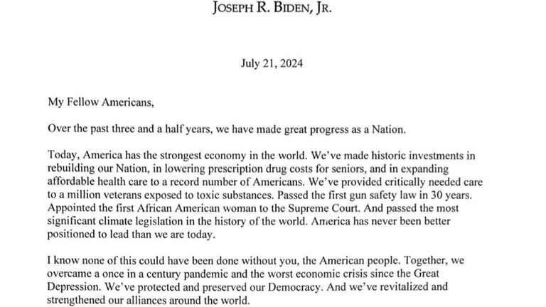 Joe Biden's resignation letter