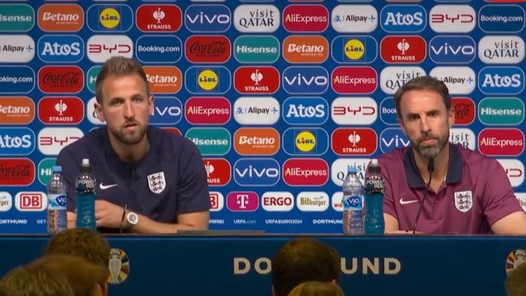 England captain Harry Kane, left, with manager Gareth Southgate