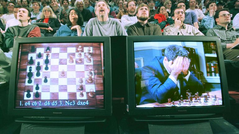 World chess champion Garry Kasparov against IBM supercomputer Deep Blue. Pic: Reuters