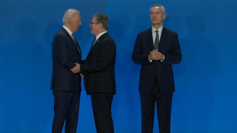 Sir Keir Starmer and Joe Biden shook hands for the first time at the NATO summit in Washington DC.