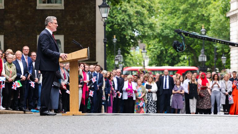 Keir Starmer and Victoria arrive at Downing Street.
Pic: No 10 Downing Street          
