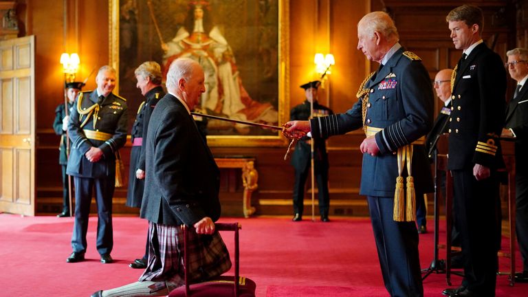 RETRANSMITTED CORRECTING NAME AND HONOUR DETAILS Author and academic Professor Sir Alexander McCall Smith, from Edinburgh, is made a Knight Bachelor by King Charles III during an investiture ceremony at the Palace of Holyroodhouse, Edinburgh, for services to literature, academia and to charity. Picture date: Tuesday July 2, 2024.