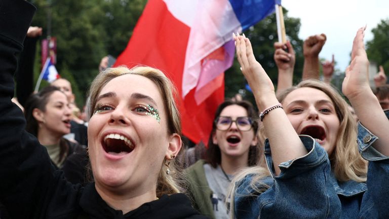 Supporters of far-left opposition party La France Insoumise (France Unbowed). Pic: Reuters