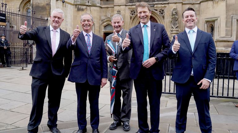 Lee Anderson, Nigel Farage, Rupert Lowe and James McMurdock.
Pic: PA