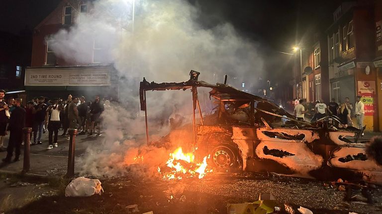 A large number of police officers were deployed to the Harehills area of Leeds where a riot broke out