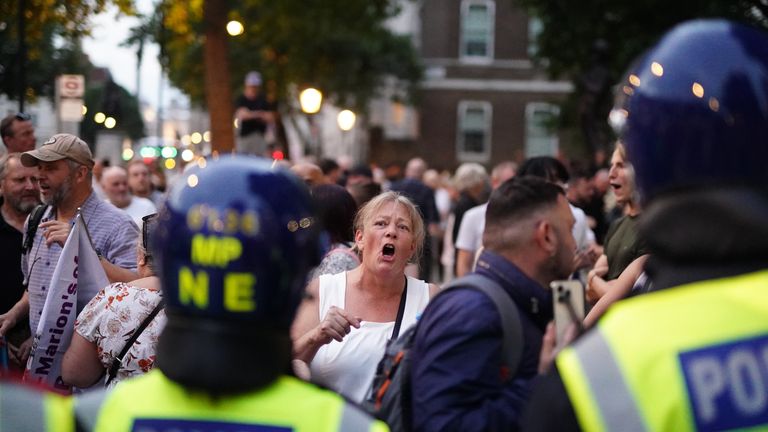 Protesters in Whitehall. Pic: PA