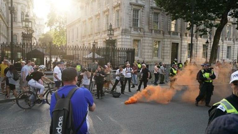 Protesters in Whitehall. Pic: PA