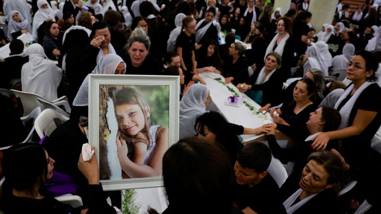 Families mourn children killed on a football pitch. Pic: Reuters