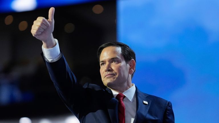 Sen. Marco Rubio, R-Fla., speaks during the Republican National Convention Tuesday, July 16, 2024, in Milwaukee. (AP Photo/Paul Sancya)