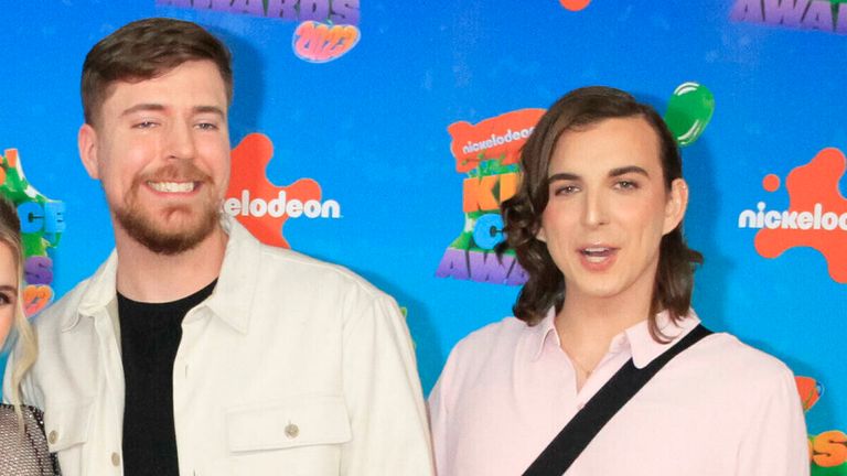 MrBeast and Ava Kris Tyson at Nickeodeon's Kids' Choice Awards last year. Pic: Hubert Boesl/picture-alliance/dpa/AP Images