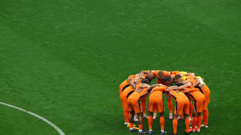 Netherlands players before the match