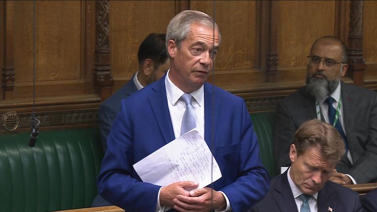 Nigel Farage speaks in the House of Commons.