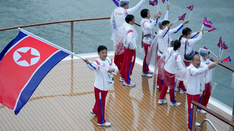 Athletes from North Korea.
Pic: Reuters