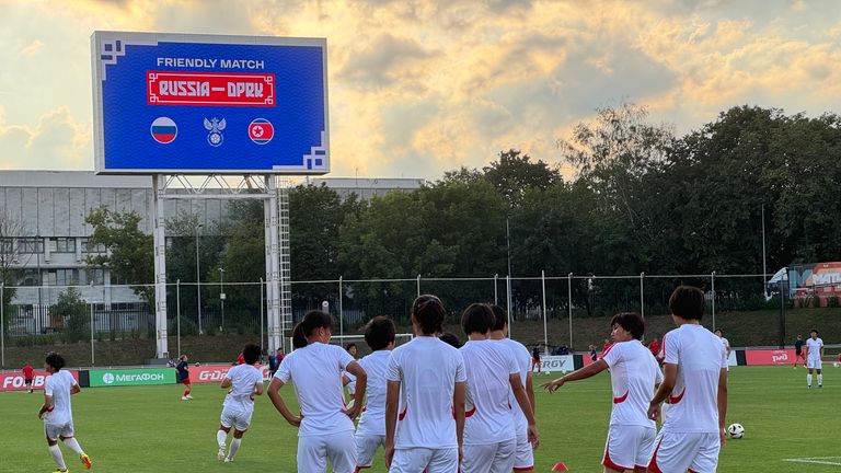 Moscow's Moskvich stadium hosting the first ever women's football friendly between Russia and North Korea