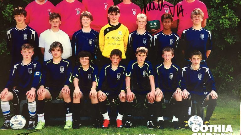 Ollie Watkins in his school's football team photo in 2010