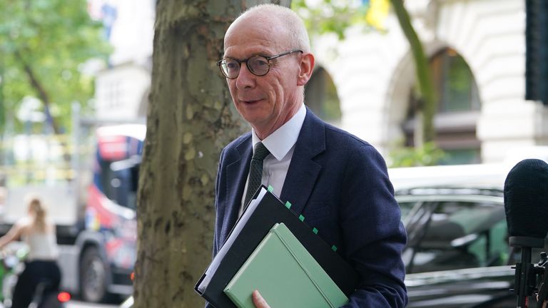 Pat McFadden arrives to give evidence to the Post Office Horizon IT inquiry.
Pic: PA