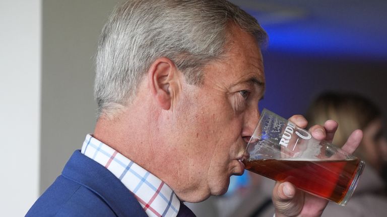  Nigel Farage during a visit to Wyldecrest Sports Country Club