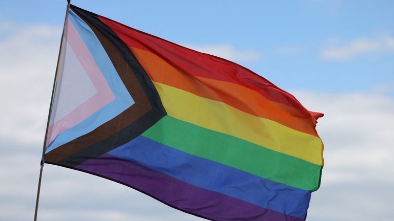 The Progress Pride flag was flown above government departments. Pic: Reuters