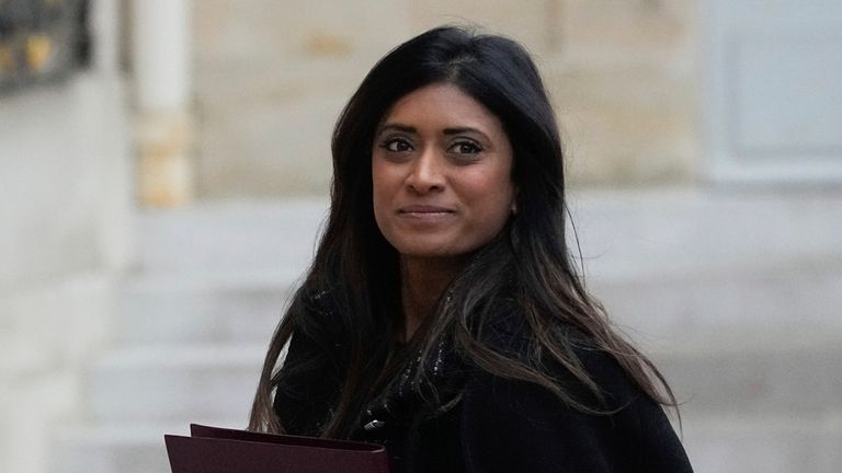 Newly appointed French Government's Spokesperson Prisca Thevenot arrives to attend the weekly cabinet meeting after a cabinet reshuffle, at the Elysee Palace in Paris, on Friday, Jan. 12, 2024. (AP Photo/Michel Euler)