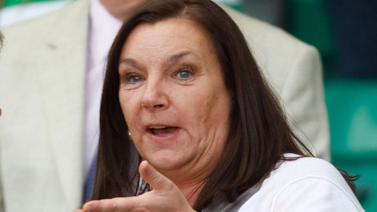 Rosemary Burns at a tribute match for Tommy Burns at Celtic Park in 2009. Pic: PA