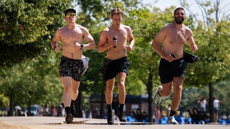 Runners in Hyde Park.
Pic: PA