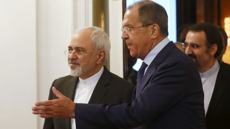 Russian foreign minister Sergei Lavrov with his Iranian counterpart Mohammad Javad Zarif in 2015. Pic: Reuters