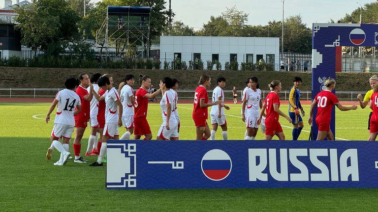 Moscow's Moskvich stadium hosting the first ever women's football friendly between Russia and North Korea
