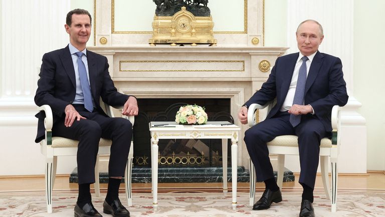 Russian President Vladimir Putin attends a meeting with Syrian President Bashar al-Assad at the Kremlin in Moscow, Russia, July 24, 2024. Sputnik/Valeriy Sharifulin/Pool via REUTERS ATTENTION EDITORS - THIS IMAGE WAS PROVIDED BY A THIRD PARTY.