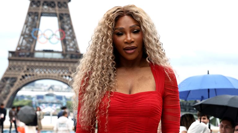 Serena Williams arriving at the Trocadero ahead of the opening ceremony.
Pic: PA