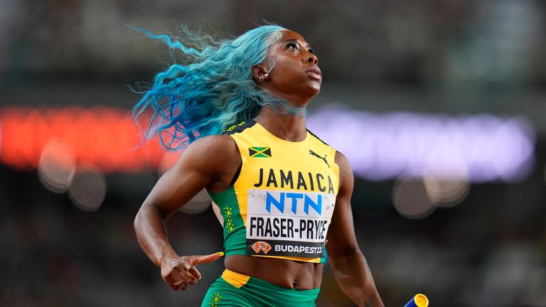 Shelly-Ann Fraser-Pryce during the World Athletics Championships in 2023. Pic: AP