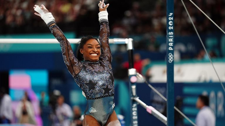 Simone Biles during the Artistic Gymnastics. Pic: PA