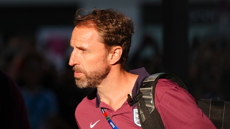 England manager Gareth Southgate arrives at the team hotel in Berlin, Germany, ahead of the UEFA Euro 2024 final between Spain and England on Sunday. Picture date: Saturday July 13, 2024.

