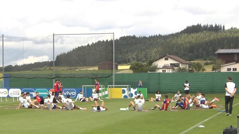 Spanish players at the training camp before the final