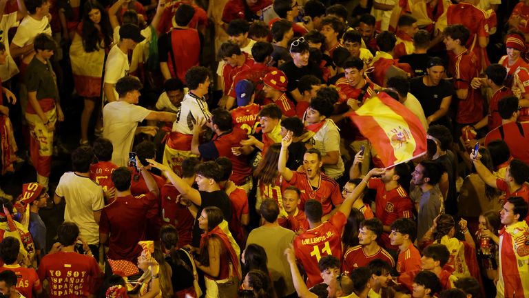 Madrid's Plaza Cibeles was packed with fans celebrating the Euros triumph. Pic: Reuters