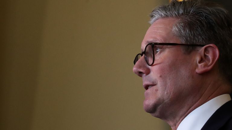 Prime Minister Sir Keir Starmer speaking to the media after his meeting with First Minister of Scotland John Swinney at Bute House, Edinburgh, during the PM's tour of the UK following Labour's victory in the 2024 General Election. Picture date: Sunday July 7, 2024.
