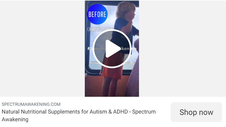 The bottom part of a paid-for advertisement on Facebook from Spectrum Awakening. Pic: PA