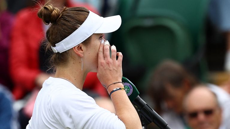 Ukraine's Elina Svitolina broke down in tears after his win. Pic: Reuters