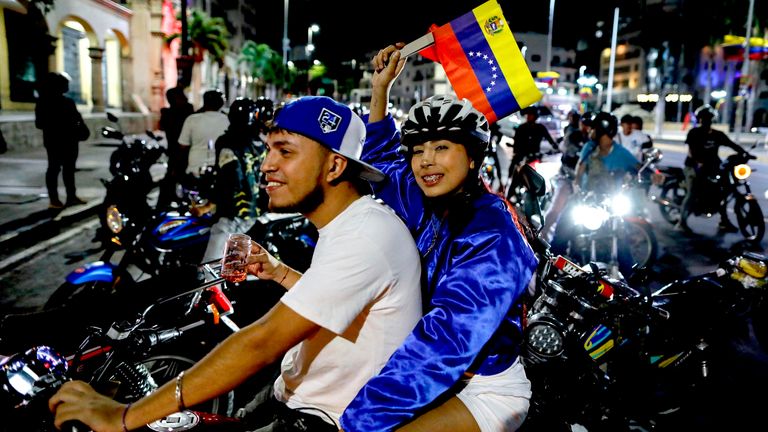 Maduro supporters celebrate in Caracas. Pic: AP