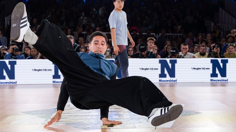 Victor Montalvo, known as B-Boy Victor, competes during the World Breaking Championships in 2023. Pic: AP