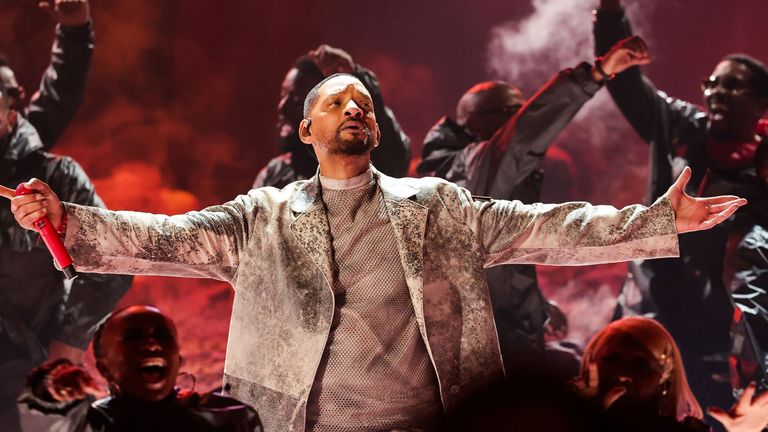 Will Smith performs You Can Make It at the BET Awards. Pic: Rex Features