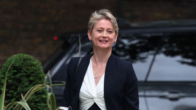 Yvette Cooper walks outside Downing Street
Pic: Reuters