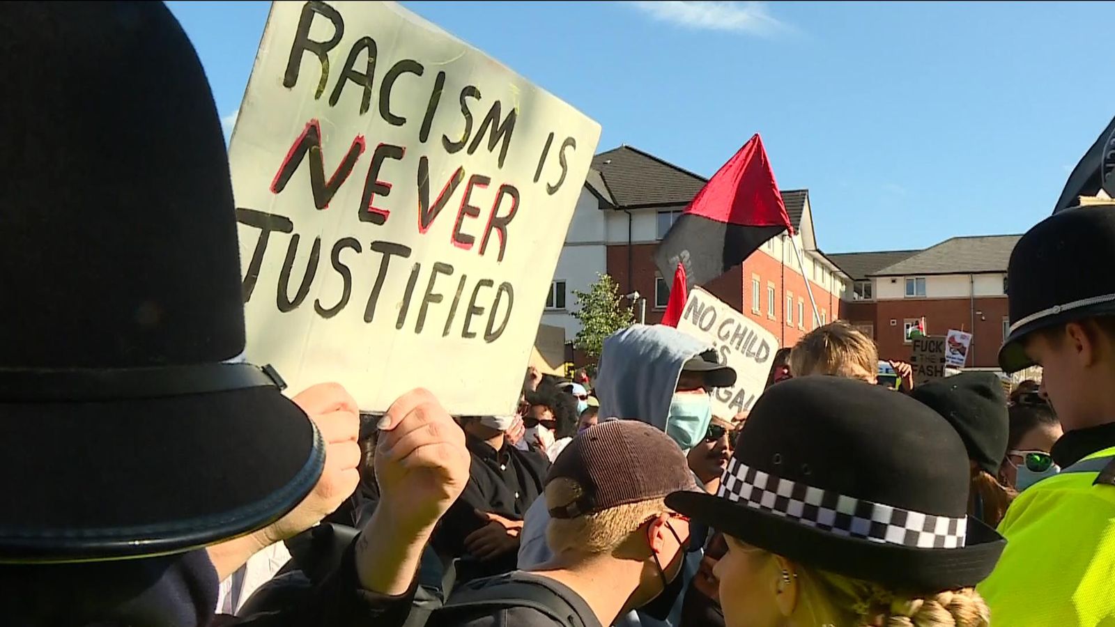 Hundreds attend protest outside hotel for asylum seekers in West Sussex ...