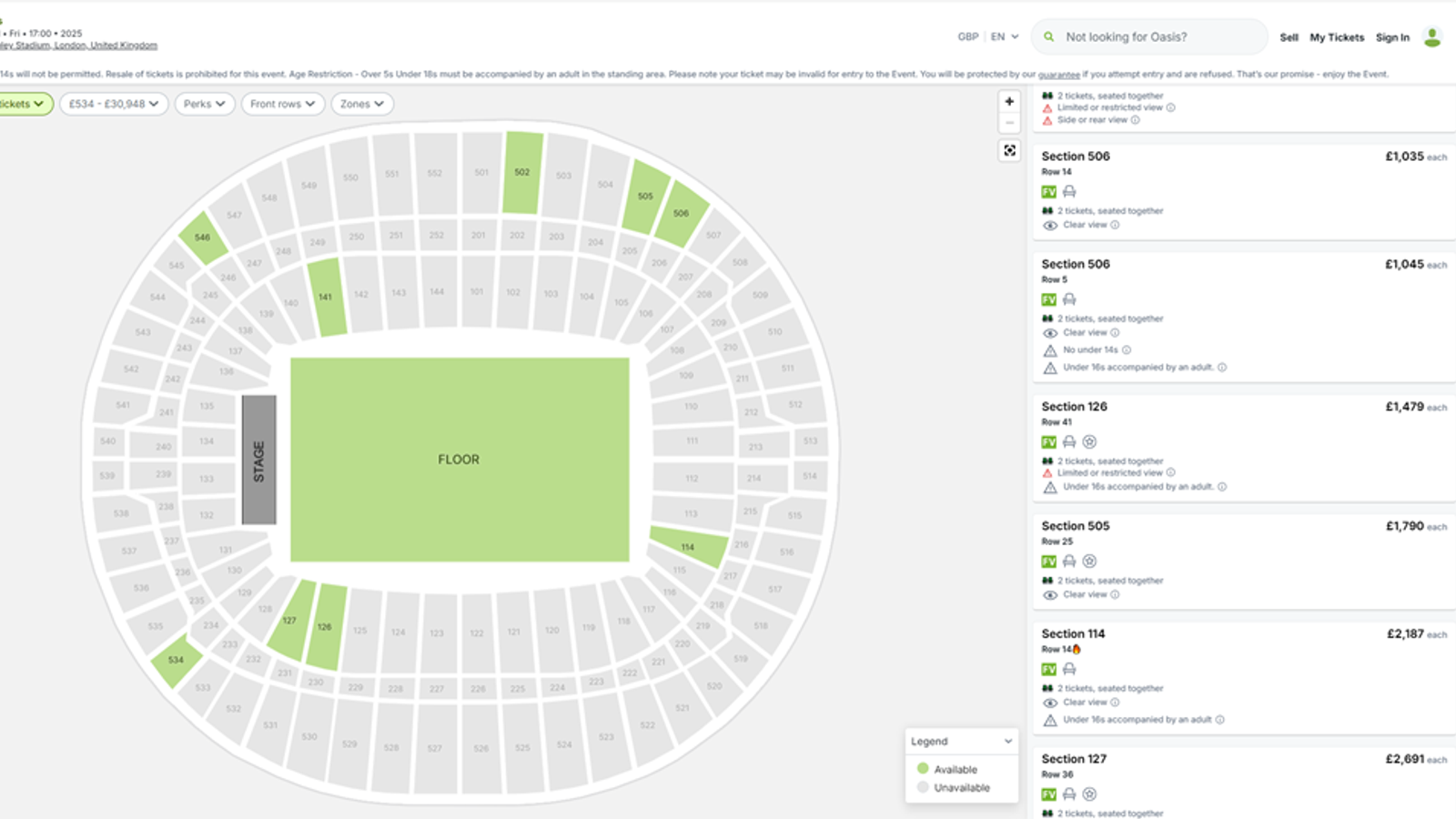 Oasis tickets officially sold out as fans complain about surge in