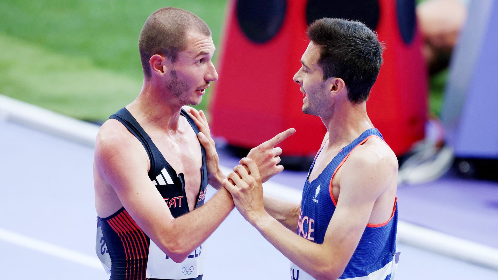 Team GB runner confronts French athlete after pair collide in final moments of men's 5,000m heat